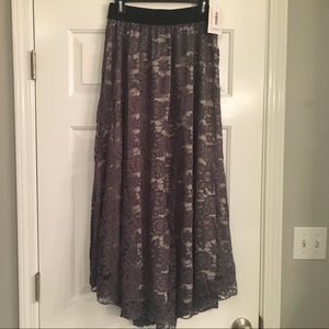 LuLaRoe Lucy gray lace maxi skirt